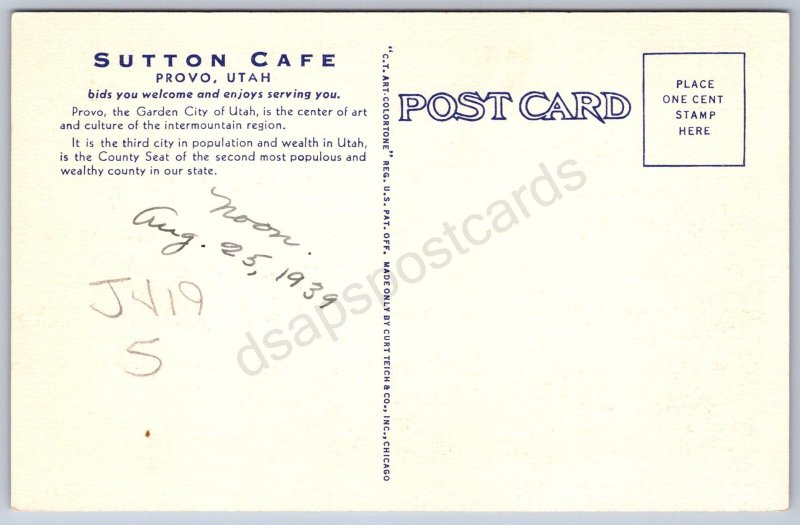 K38/ Provo Utah Postcard Linen Interior Sutton Cafe 122