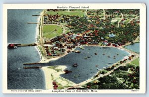 1960 Martha's Vineyard Island Massachusetts Postcard Aeroplane View Oak Bluffs