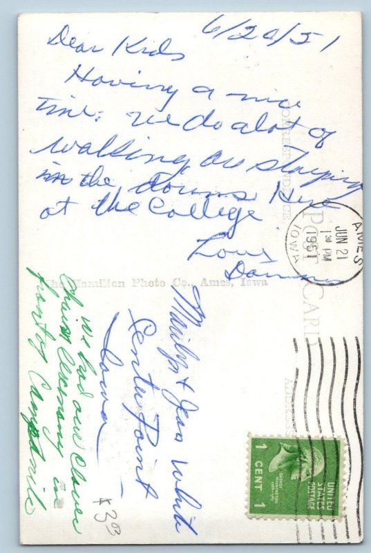 1951 The Campanile Iowa State College Ames Iowa IA RPPC Photo Vintage Postcard