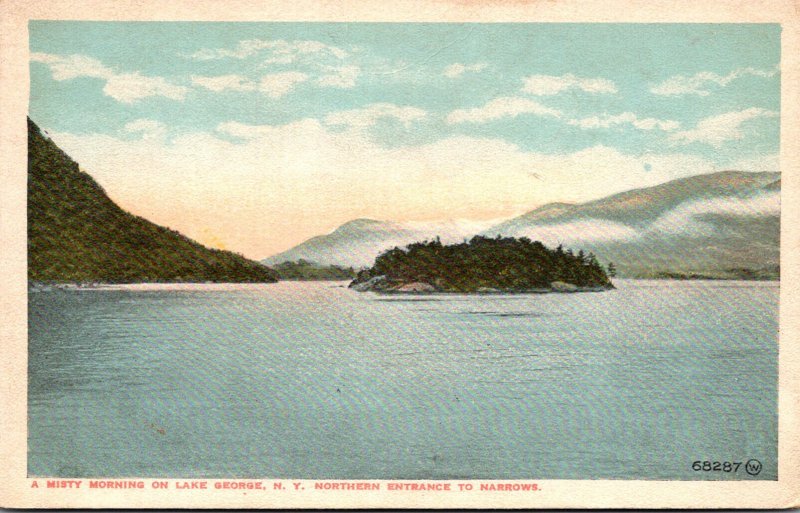 New York Lake George Misty Morning At Northern Entrance To Narrows