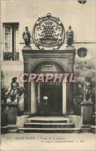 Postcard Old Saint Malo Gate House or Was born Chateaubriand