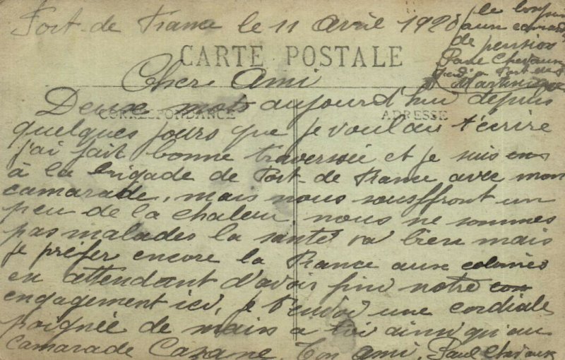 PC MARTINIQUE, FORT DE FRANCE, HOPITAL MILITAIRE, Vintage Postcard (B41137)