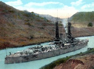 WWI USS New York Battleship Navy Postcard Ship Panama Canal
