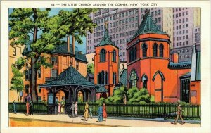 Little Church New York City Transfiguration 29th St Fifth Ave Postcard UNP Vtg
