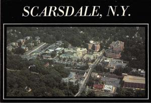 Scarsdale New York Aerial View Town and Train Station Vintage Postcard J51614 