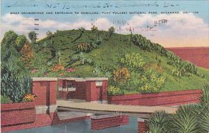 Moat Drawbridge and Entrance To Demilune Fort Pulaski National Park Savannah ...