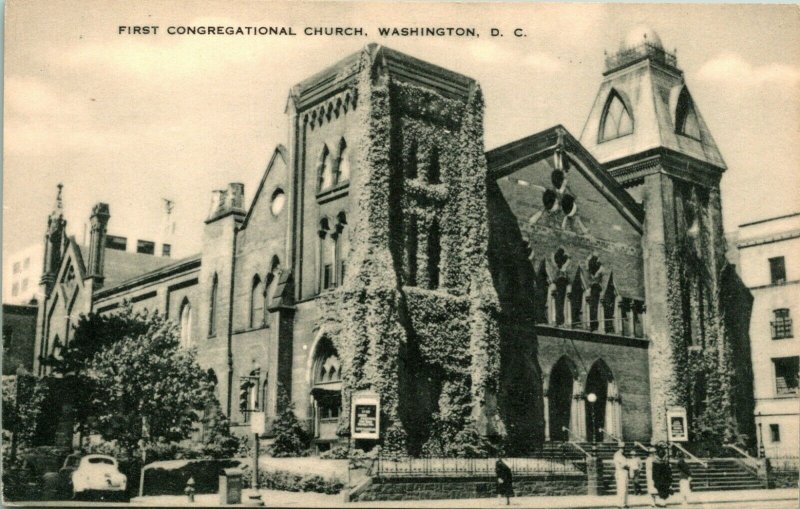 Vtg Postcard 1940s Artvue Washington DC - First Congregational Church