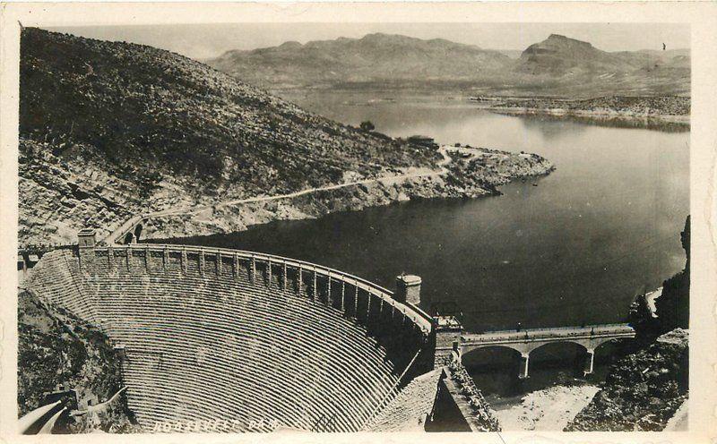 Arizona Roosevelt Dam Aerial View RPPC real photo postcard 6752 