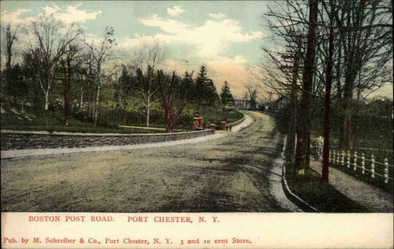 Port Chester New York NY Boston Post Road c1910 Vintage Postcard