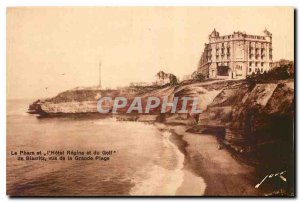 CARTE Postale Old Lighthouse and the Hotel Regina and Golf Biarritz seen from...