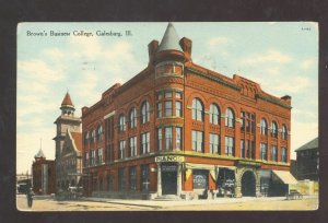 GALESBURG ILLINOIS BROWN'S BUSINESS COLLEGE DOWNTOWN VINTAGE POSTCARD