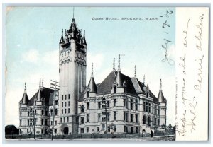 1908 Court House Exterior Building Spokane Washington Vintage Antique Postcard