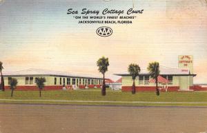 Jacksonville Beach Florida 1940s Postcard Sea Spray Cottage Court