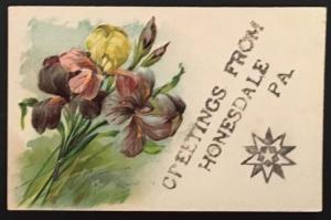 Greetings from Honesdale PA 1907 Embossed/Glitter