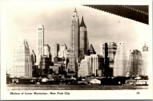 Vtg Skyline of Lower Manhattan New York City NY RPPC Real Photo Postcard