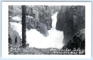 RPPC TERRACE BAY, Ontario Canada ~ AGUASABON FALLS 1955 Real Photo Postcard