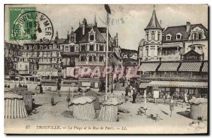 Old Postcard Trouville Beach and paris street