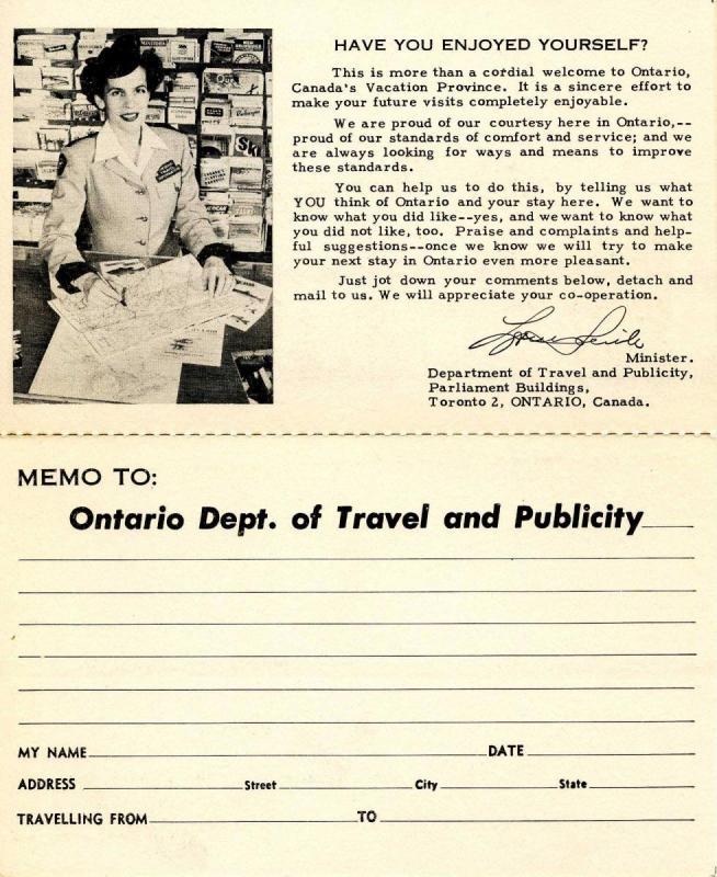 Canada - Ontario, Official Tourist Information (Fold-Out)