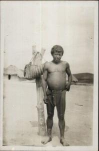 Ethnography Native Man Loin Cloth Bare Feet Panama? Real Photo Postcard dcn