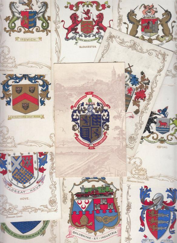 Bulk lot 18 Heraldic Series Postcards Heraldry Coat of Arms Great Britain 