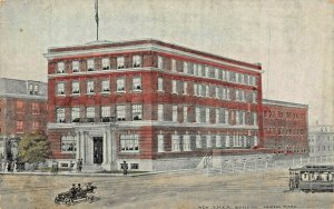 LOWELL MASSACHUSETTS~NEW Y.M.C.A.~ARTIST DRAWN-L L LESTER HAND COLORED POSTCARD