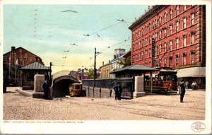 Postcard Maverick Square and Tunnel Entrance in Boston, Massachusetts