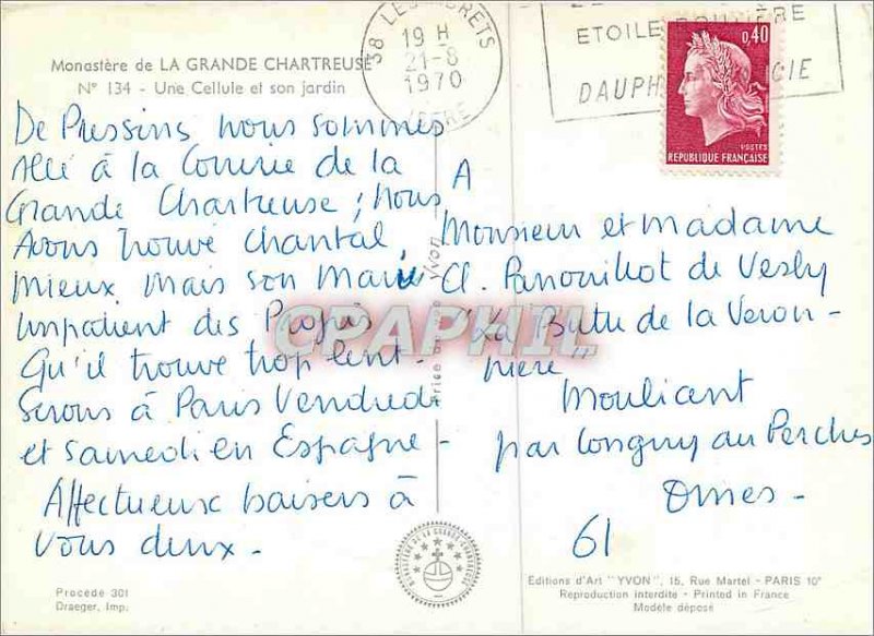 Postcard Modern Monastery of the Grande Chartreuse A Cell and Garden