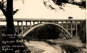 Early RPPC New Jughandle Creek Bridge Shoreline California Photo Postcard 2 F68