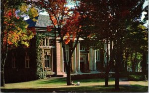 VINTAGE POSTCARD THE CORAM LIBRARY AT BATES COLLEGE LEWISTON MAINE POSTED 1962