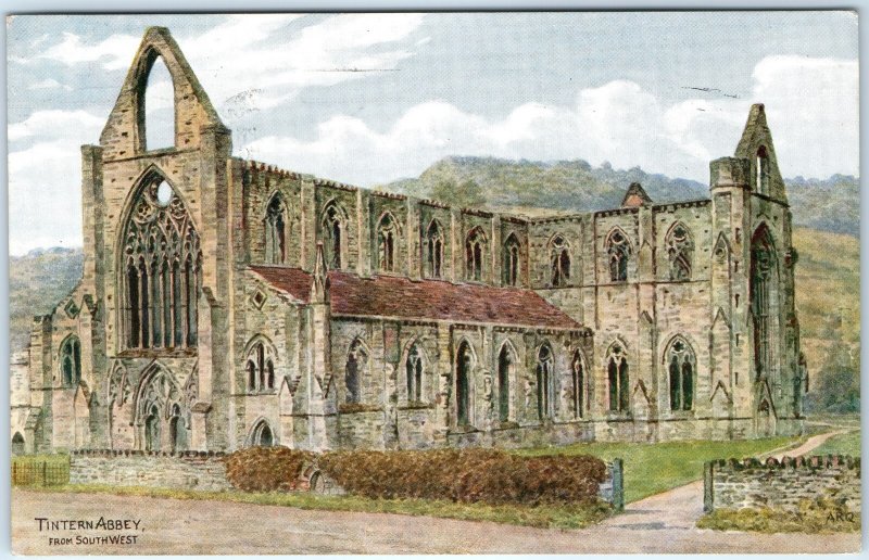c1940s Tintern Abbey, Wales Gothic Ruins Medieval Monastery Arches Windows A360