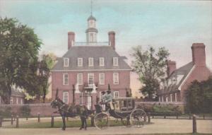 Virginia Williamsburg The Governor's Palace With Horse and Carriage Hand...