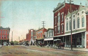 Ocala FL~Magnolia Street-Cigar Store-Horse Carriages-Storefronts 1912