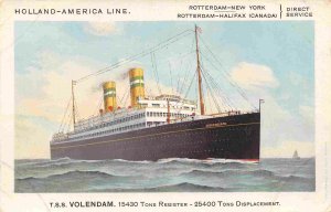 TSS Volendam Holland-America Line Ocean Liner Ship postcard