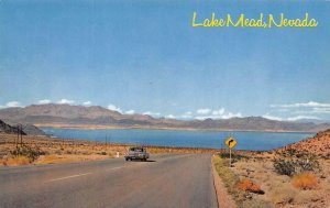 LAKE MEAD, NV NEVADA  60'S CAR On BOULDER HIGHWAY  No Homes  Chrome Postcard