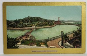 Cincinnati Ohio Reservoir and Water Works Glitter Decorated Postcard T12