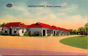 Linen Postcard Lincoln Courts in Ruston, Louisiana