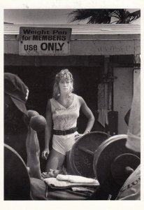 Vintage Female Body Builder American Fighters Weights Training Photo Postcard