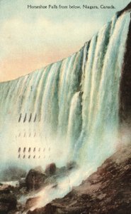 Vintage Postcard 1936 Horseshoe Falls From Below Niagara Canada Harris Litho