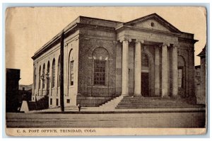 1911 View of US Post Office Entrance Trinidad Colorado CO Antique Postcard