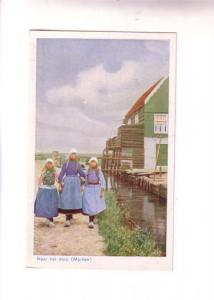Three Dutch Girls by Canal, Marken, Netherlands
