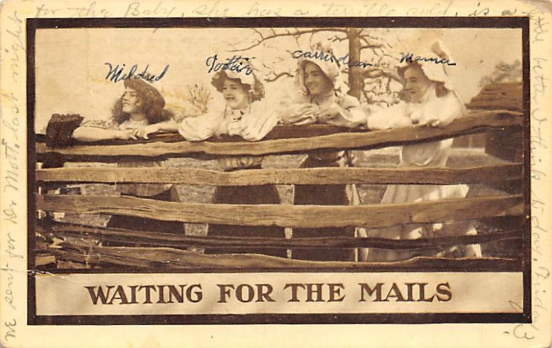 Waiting for the Mails Double Meaning 1911 writing on front