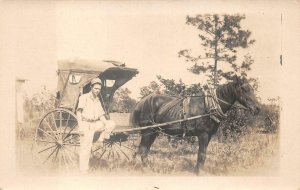 RPPC HUNTER VON MANLEY OCALA FLORIDA HORSE BUGGY REAL PHOTO POSTCARD (c. 1910)