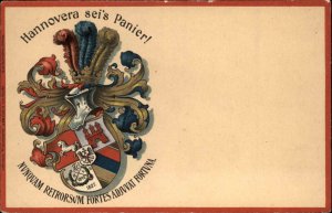 Hannover Germany Crest Heraldic Knight Helmet Feather Plume c1890s Postcard