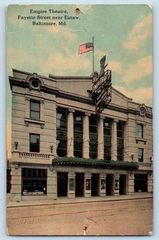 c1919 Empire Theatre Building Fayette Street Eutaw Baltimore Maryland Postcard