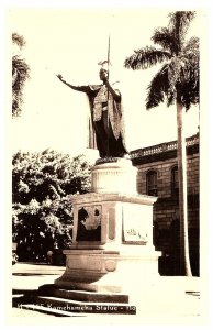 RPPC Postcard Kamehameha Statue King Of Hawaii 1950