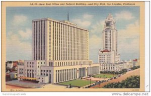 California Los Angeles Post Office Federal Building and City Hall 1943 Curteich