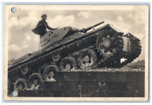 c1940's WWI Tank Soldier Mail Bamberg Germany RPPC Photo Posted Vintage Postcard