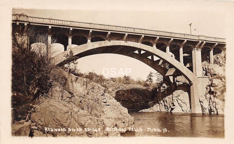 C91/ Redwood Falls Minnesota Mn Real Photo RPPC Postcard 1917 River Bridge