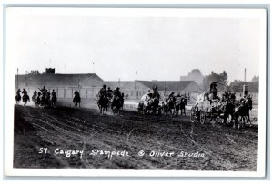 Calgary Alberta Canada Postcard Horse Racing Calgary Stampede c1910 RPPC Photo