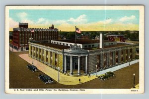 Canton OH, US Post Office, Ohio Power Company, Linen Ohio c1943 Postcard
